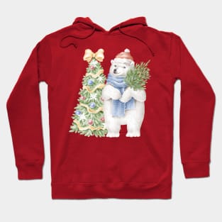 Polar bear with christmas tree Hoodie